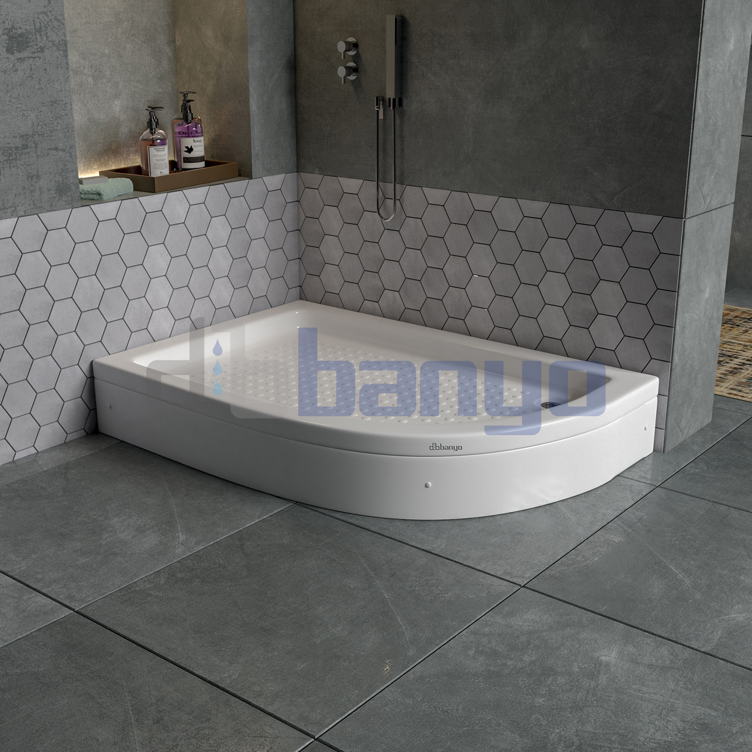 dbbanyo - 80*100 cm  Sol H15 & H20 Asimetrik Panelli Duş Teknesi