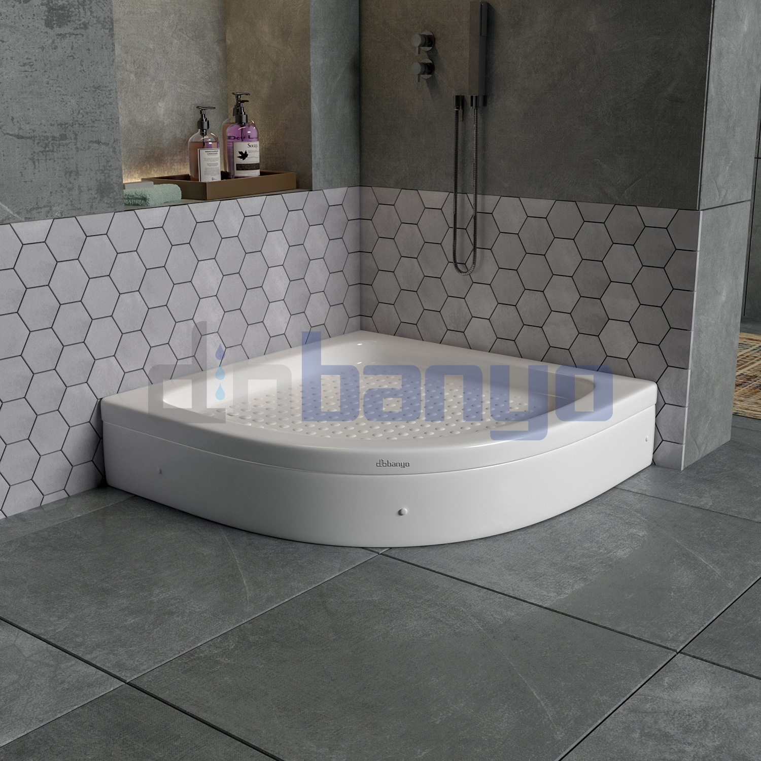 dbbanyo - 70*70 cm  H20 Oval Panelli Duş Teknesi