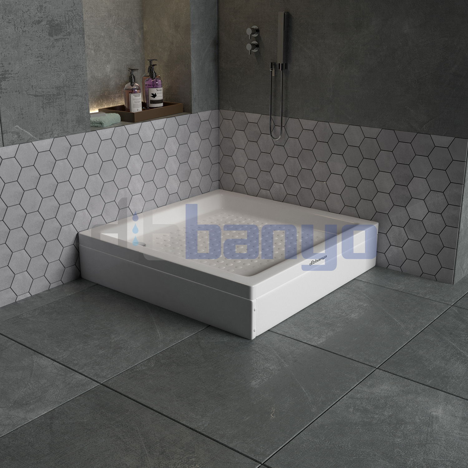 dbbanyo - 70*70 cm  H20 Kare Panelli Duş Teknesi