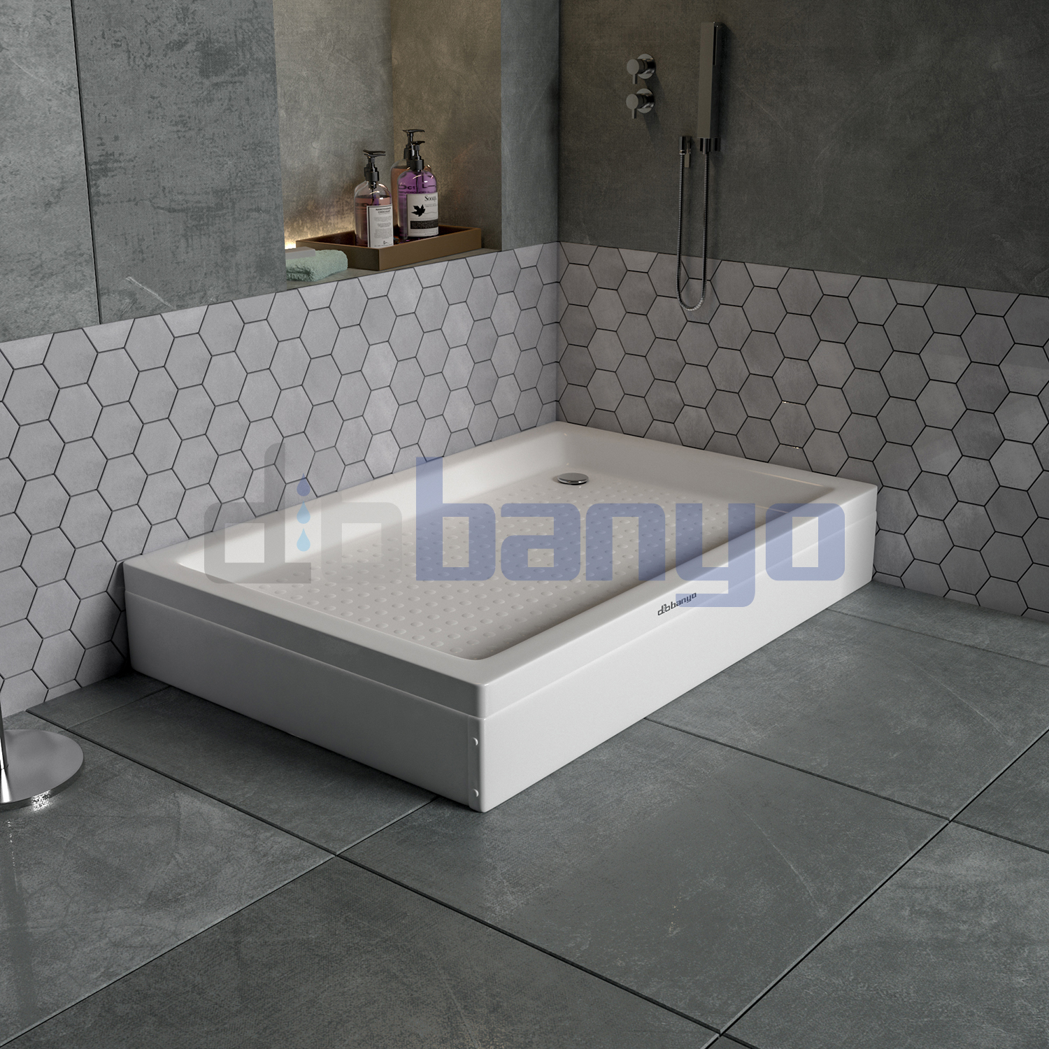 dbbanyo - 70*80 cm H20 Dikdörtgen Panelli Duş Teknesi