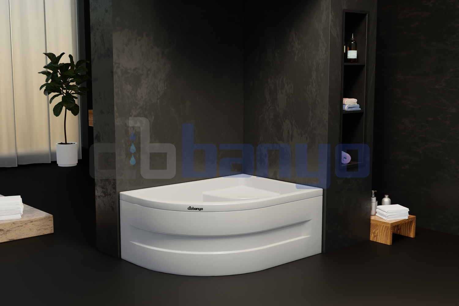 dbbanyo - 80*100 cm  Sağ H45 Asimetrik Küvet