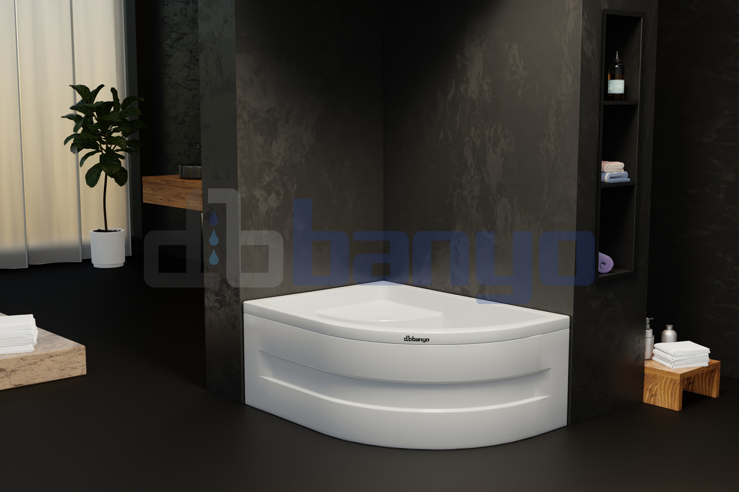 dbbanyo - 80*100 cm  Sol H45 Asimetrik Küvet