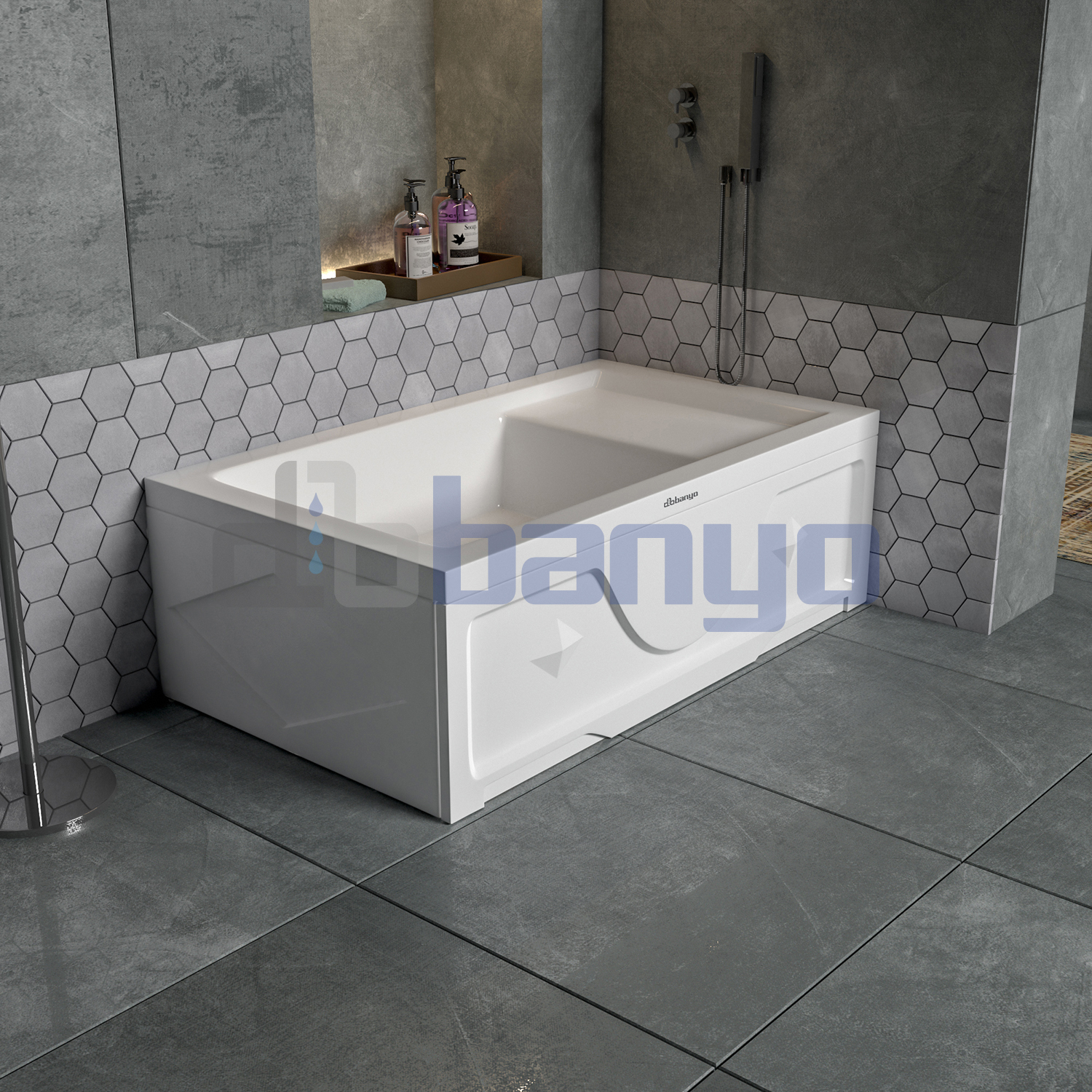 dbbanyo - 70*100 cm  Oturmalı H45 Dikdörtgen Küvet