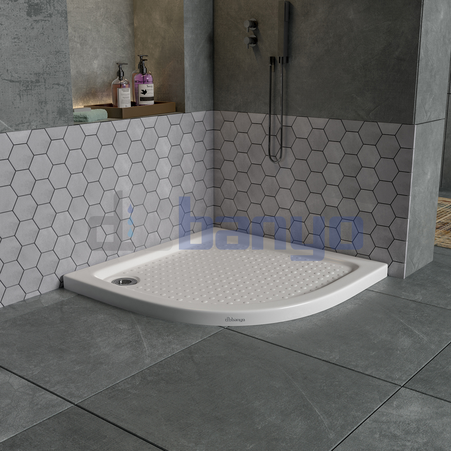 dbbanyo - 70*70 cm  Oval H5 Flat Duş Teknesi