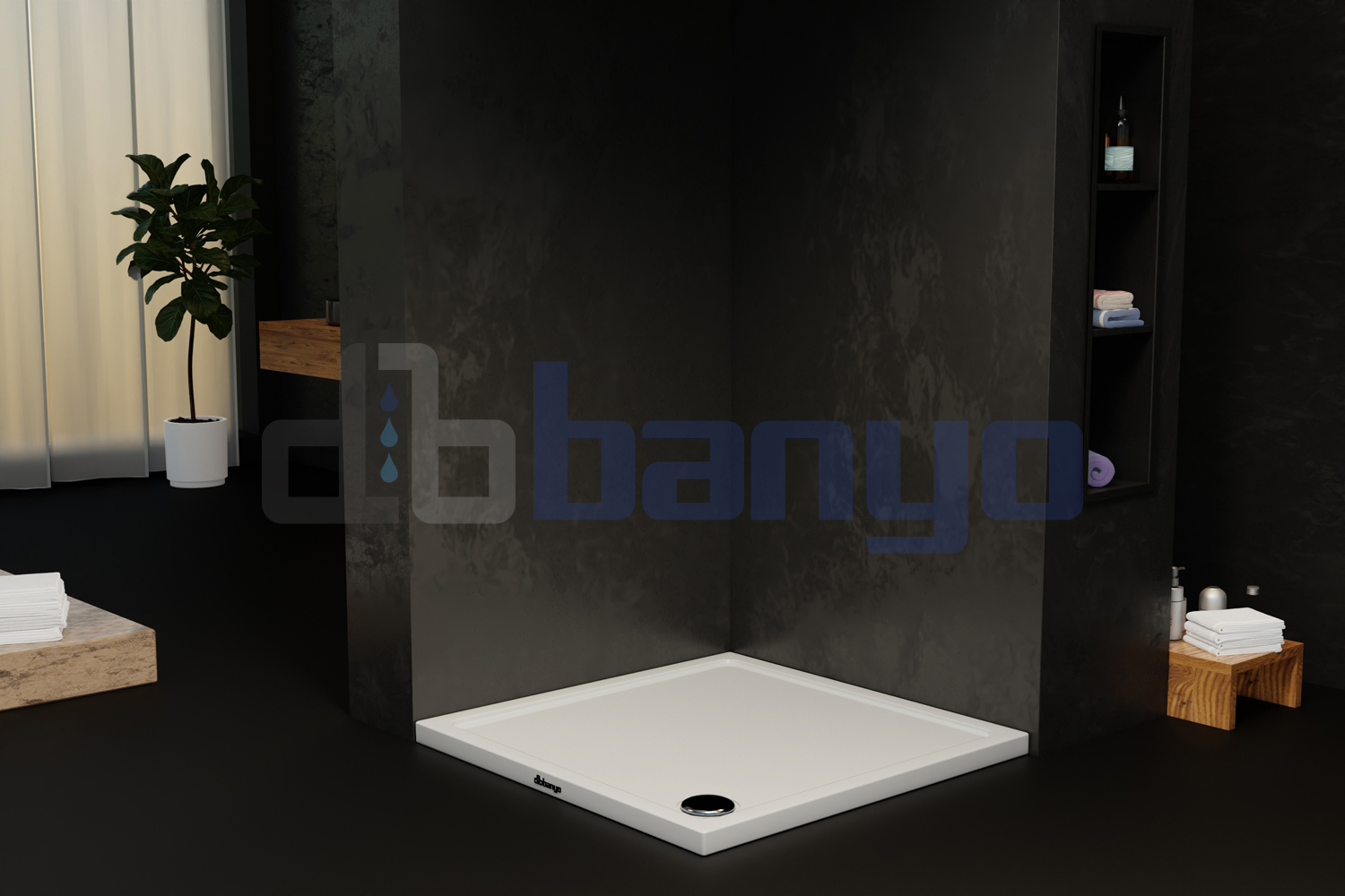 dbbanyo - 80*80 cm  Kare H5 Flat Duş Teknesi