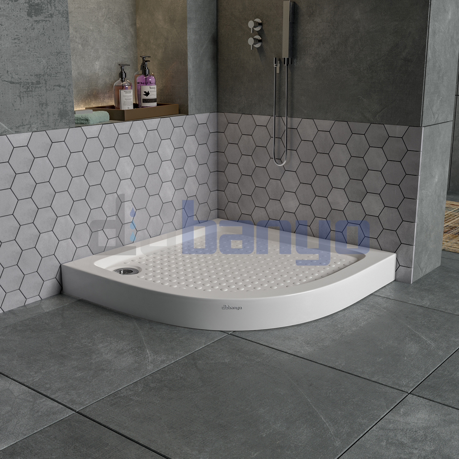 dbbanyo - 70*70 cm  Oval H11 Monoblok Duş Teknesi