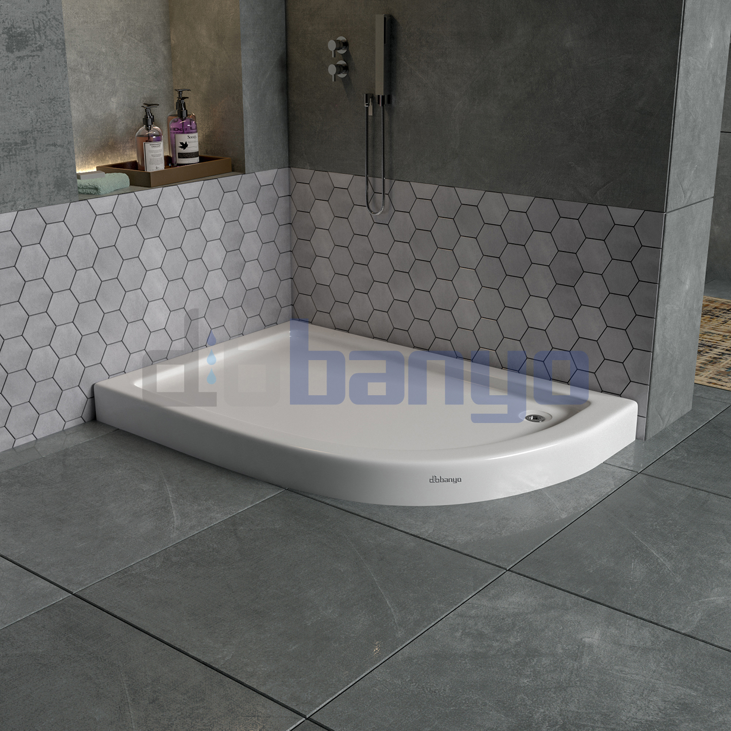 dbbanyo - 70*100 cm Sol Asimetrik H11 Monoblok Duş Teknesi