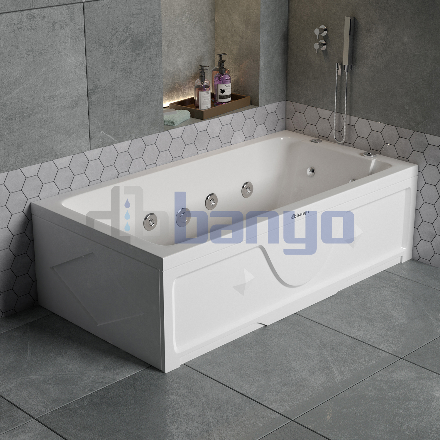 dbbanyo - 70*140 cm  H45/50 Dikdörtgen Hidromasajlı Küvet