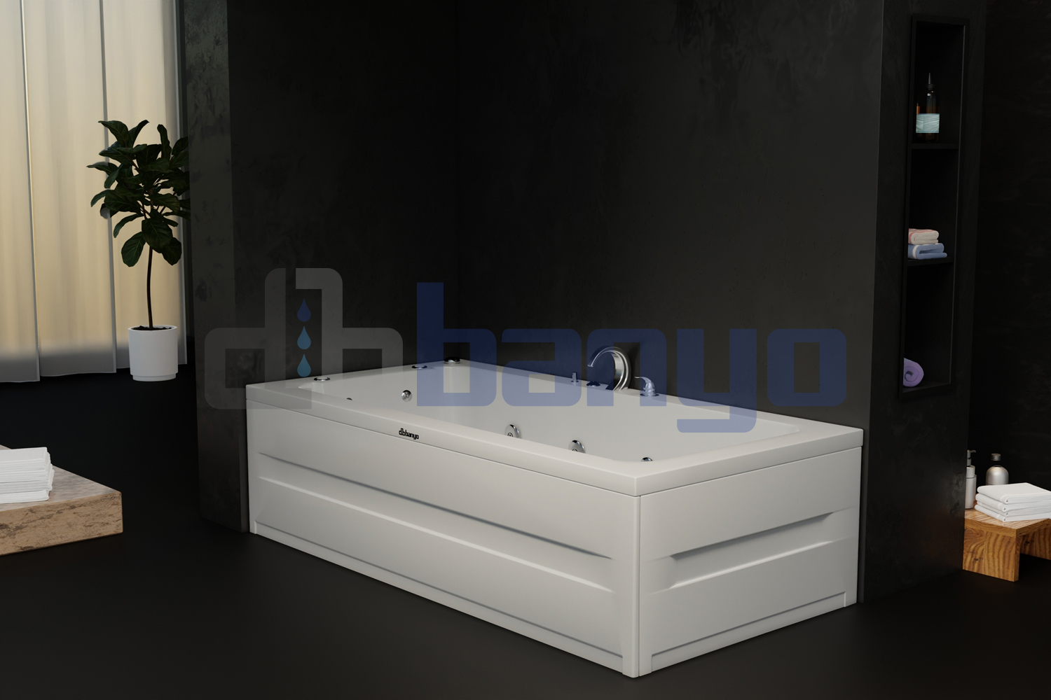 dbbanyo - 80*150 cm  H50 Dikdörtgen Hidromasajlı Küvet