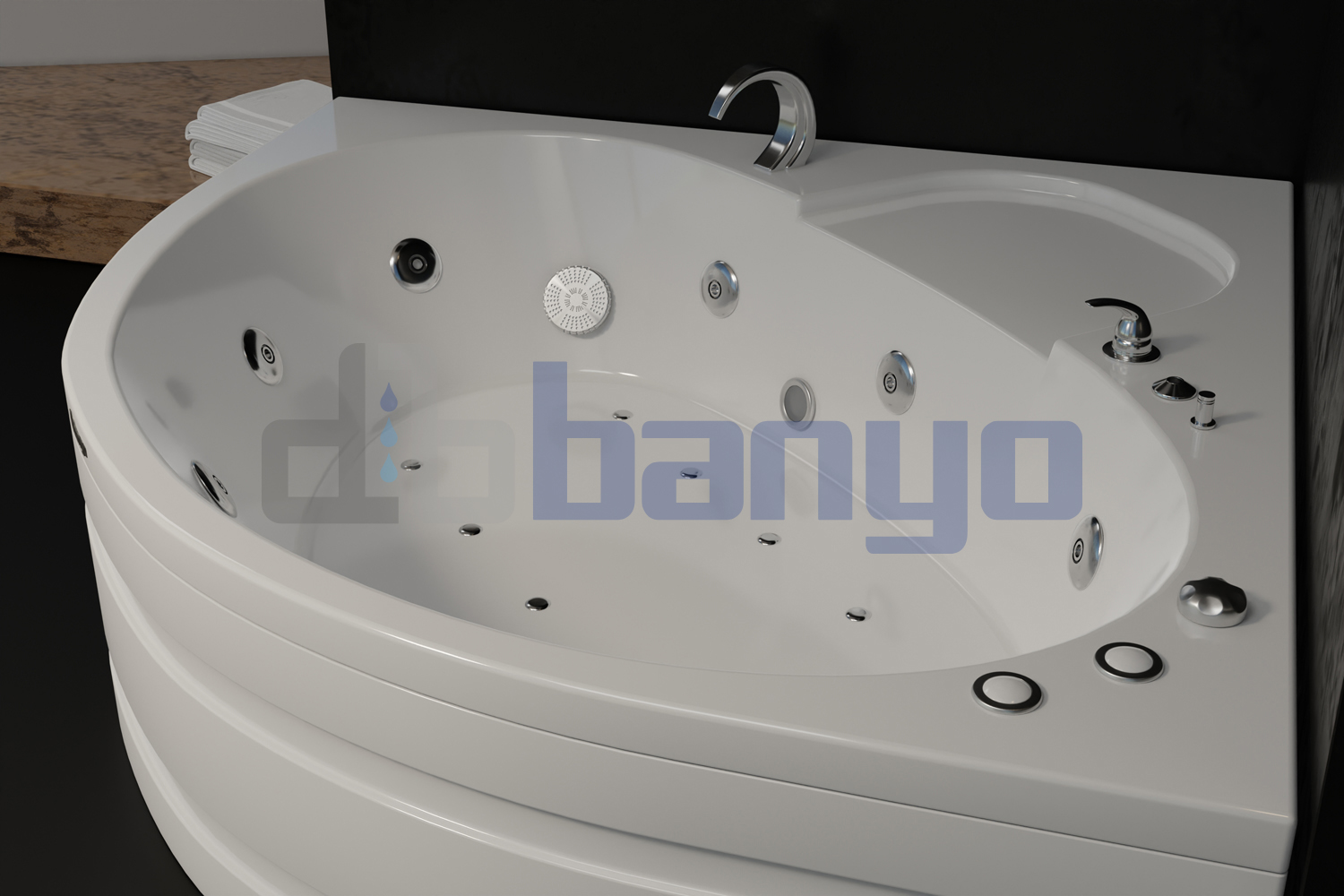 dbbanyo - 80*100 cm  Sağ Asimetrik Hidromasajlı Küvet