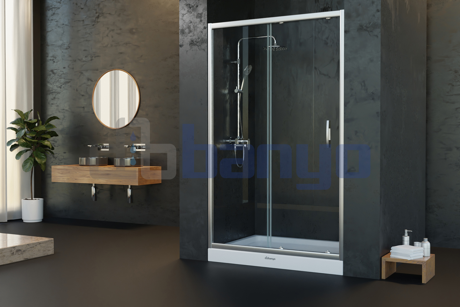 dbbanyo - 100-110 cm  İnci 6 Ön Cephe Girişli Sürgülü 1 Sabit 1 Hareketli Duşakabin