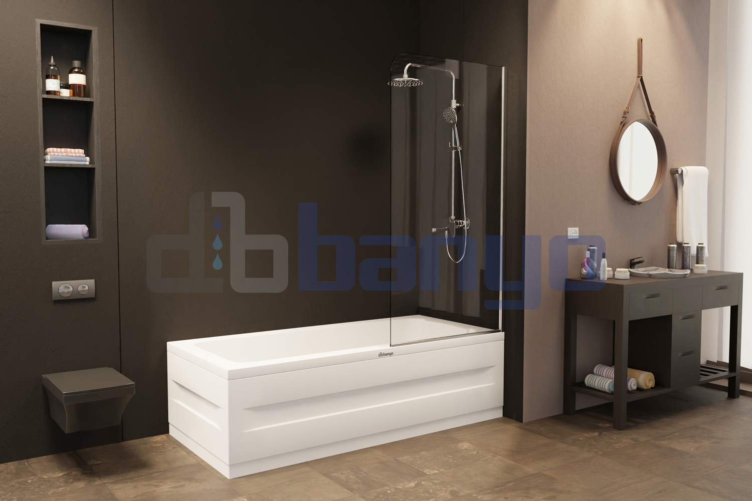 dbbanyo - 70 cm  Ilgın Yaprak 1 Sabit Duşakabin