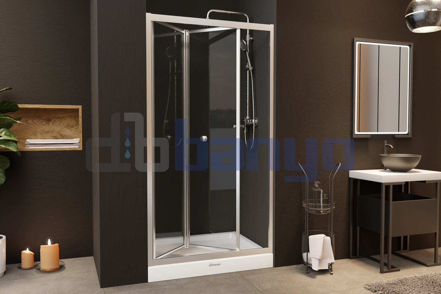 dbbanyo - 71-80 cm  Duru Ön Cephe Katlanır Duşakabin