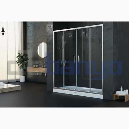 dbbanyo -  İnci 6 Ön Cephe Girişli Sürgülü 2 Sabit 2 Hareketli Duşakabin