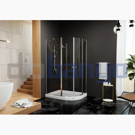 dbbanyo -  Göksu Sol Asimetrik Boy Menteşeli 2 Sabit 2 Açılır Duşakabin